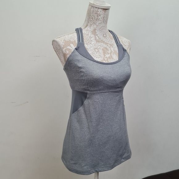 Lululemon Women Cross My Heart Tank Top Heathered Blurred Gray Size 8 - Picture 5 of 16